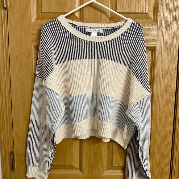 NWT! Altar'd State Beige and Blue Striped Sweater | Size XL - Picture 4 of 9